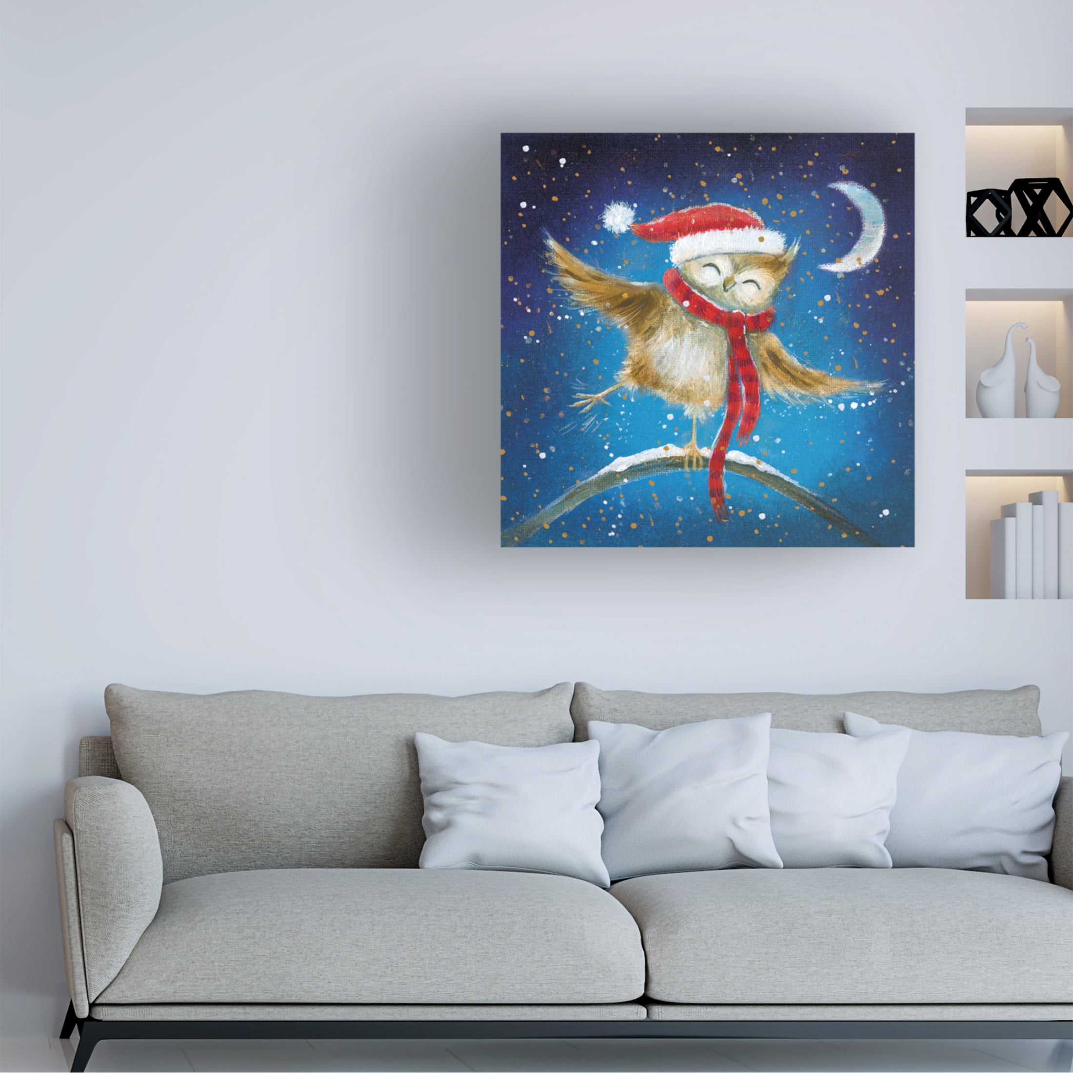 Canvas Wall Art - Paper Dove Co Ltd 'Jolly Owl' Wall Art for Living Room, Bedroom, or Office Décor by Trademark Fine Art - 14 x 14 Inches