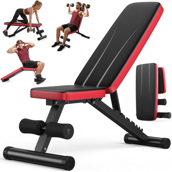 Basic Weight Bench for Home Gym, 8 Backrests Adjustable Bench with 660LBS Weight Capacity for Chest Shoulders Arms Muscles, Foldable and Compact for Small Space Apartment Room