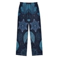 thumbnail image 3 of Kids' Pajama Pants Soft Relaxed Fit Sleep Pants Lounge Pants with Pockets Blue Leaves and Snowflakes Medium, 3 of 9