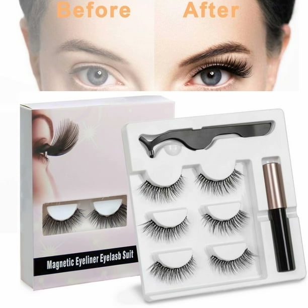 3 Pairs Eyeliner and Eyelashes Kit, Eyelash with