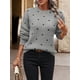 thumbnail image 4 of Suéteres de Lunares para Mujer, Jersey de Punto de Larga y Cuello Redondo. Gris S, 4 of 9