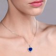 thumbnail image 3 of Gem Stone King 925 Sterling Silver Blue Simulated Sapphire and White Moissanite Heart Shape Pendant Necklace for Women (1.02 Cttw, Heart 8MM, Gemstone Birthstone, with 18 inch Chain), 3 of 5
