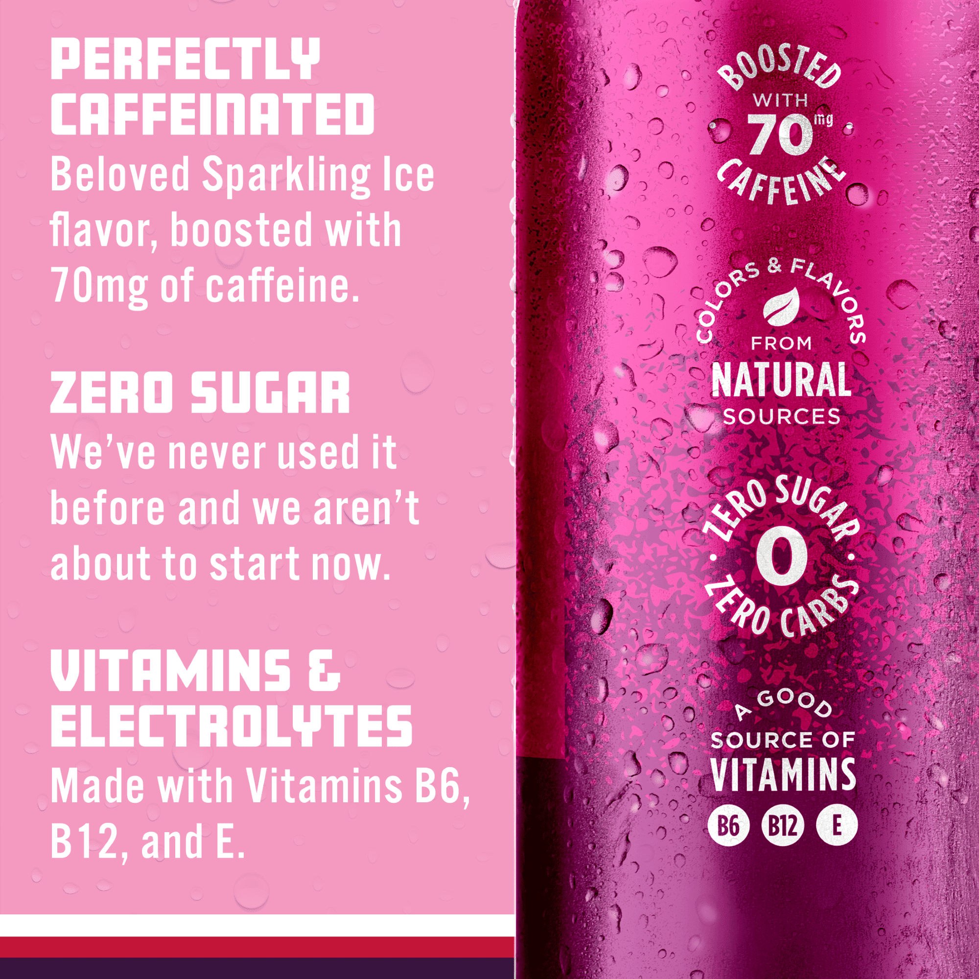 Sparkling Ice® Caffeine Black Raspberry Sparkling Water – 16 fl oz, 12 Pack