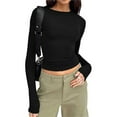 thumbnail image 2 of BUIgtTklOP Womens Tops Clearance 2024,Women's Casual Round Neck Solid Color Long Sleeve T Shirt Pullover Tops, 2 of 6