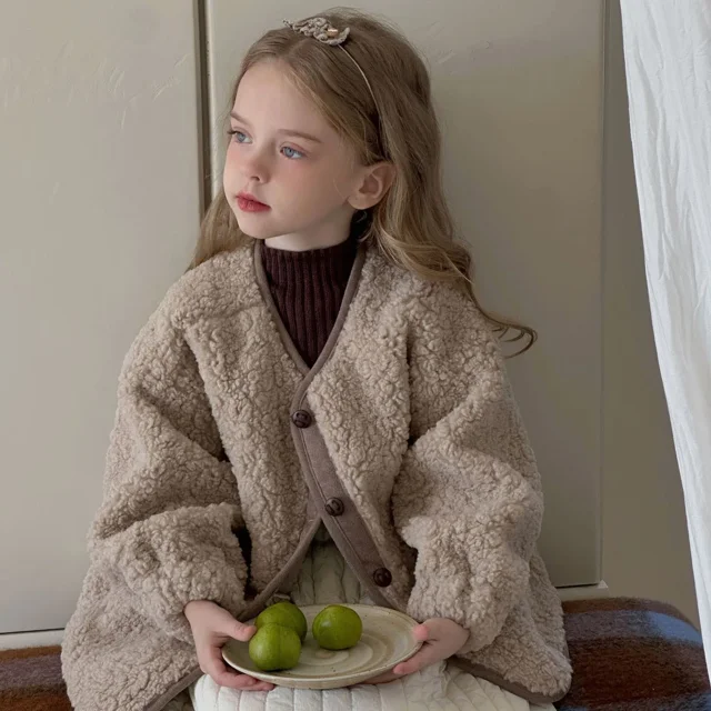 Abrigo polar de estilo coreano para niños de 2 a 7 años, chaqueta holgada para niñas de primavera y otoño, prendas de vestir informales gruesas para niños, ropa para niñas
