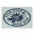thumbnail image 1 of Rock Music Cutting Board, Vintage Logo Design Guitar and Sun Pattern Grunge Stamp Monochrome Illustration, Decorative Tempered Glass Cutting and Serving Board, Small Size, Cobalt Blue, by Ambesonne, 1 of 1