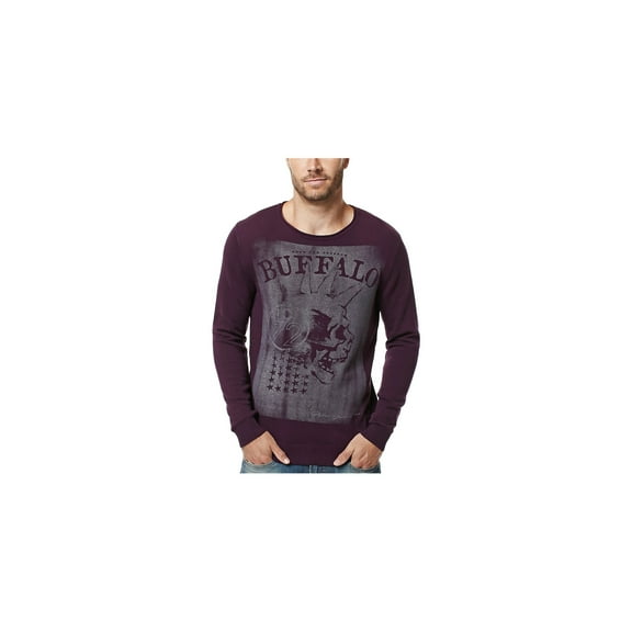 Buffalo David Bitton Mens Wicrane Print Pullover Sweater, Purple, X-Large