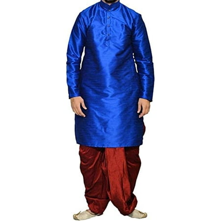 

Royal Men s Art Silk Blend Dhoti Kurta Set_Blue