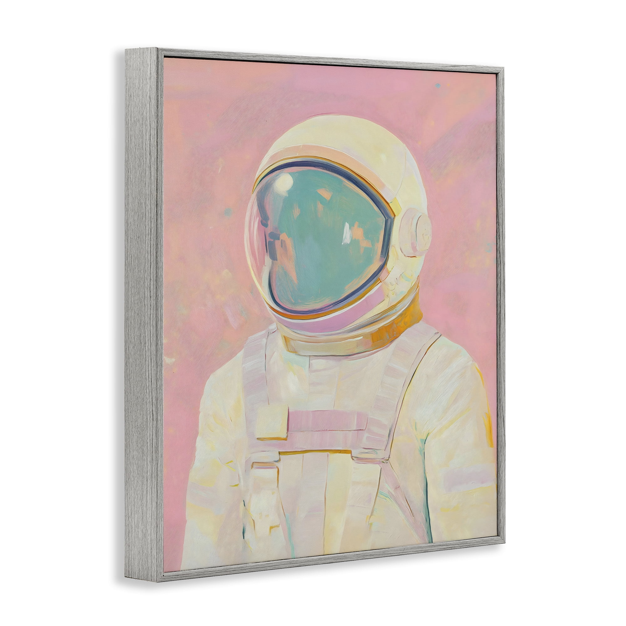 Stupell Industries Astronaut Portrait in Pink Dream Gray Framed Giclee Art, design by The Prints Vibe