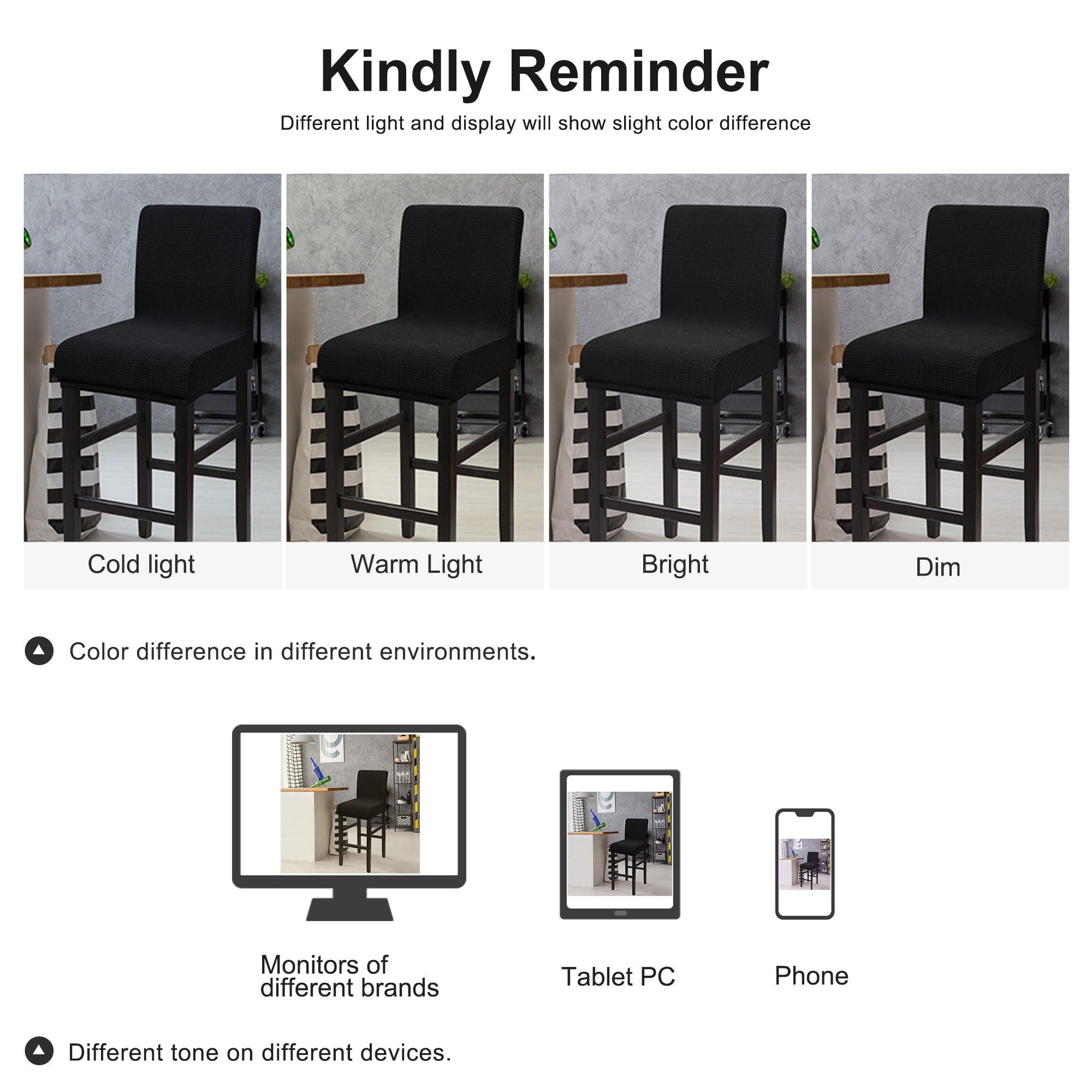 Unique Bargains Polyester Stretch Bar Stool Covers Elastic Band Mid Back Chair Slipcover Black 2 Pcs