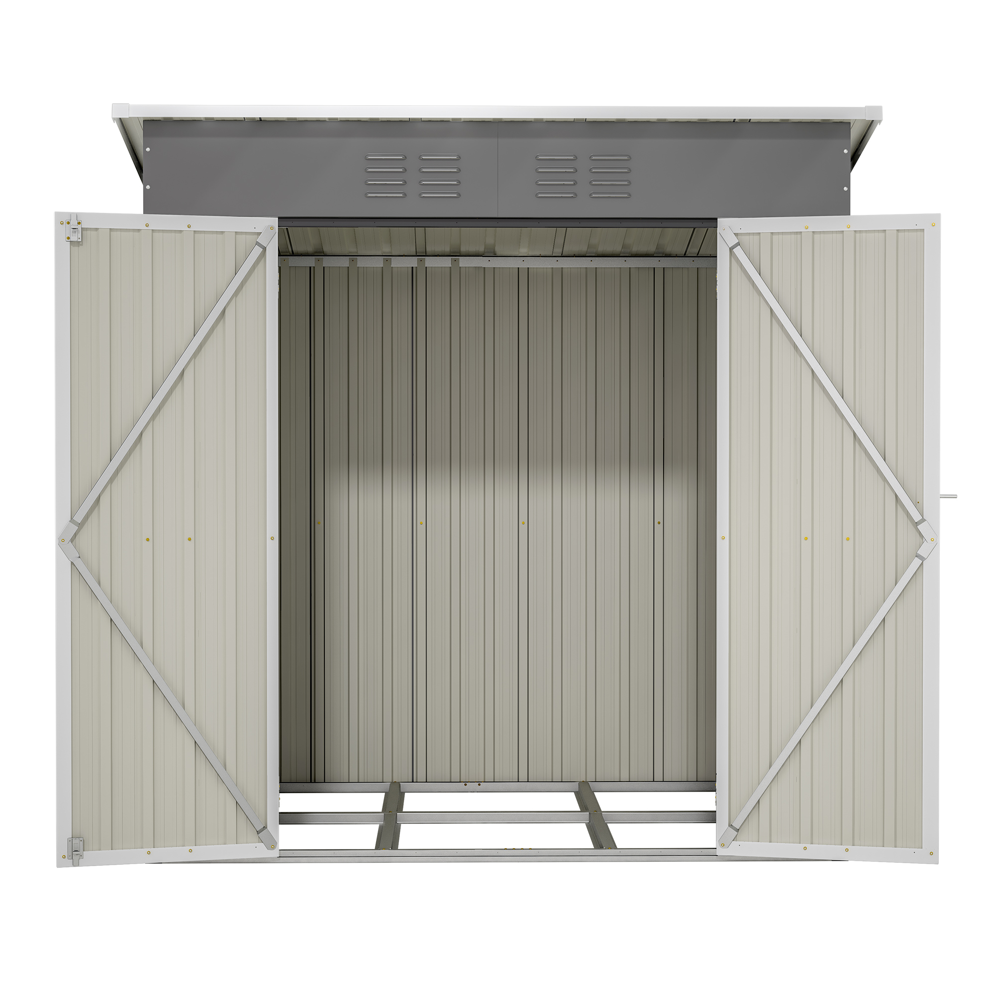 6 x 4 Storage Shed with Floor Frame for Outside, Metal Lawn Mower Shed Outdoor, Tool Sheds, Storage Cabinet with Door for Garden Backyard, Gray