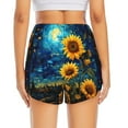 thumbnail image 2 of Lsque Vintage Starry Sky Sunflower Printed Women's Running Shorts with Liner Pockets,Elastic Quick Dry Workout Athletic Gym Yoga Shorts,Womens High Waist Shorts-Large, 2 of 9