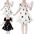 thumbnail image 4 of Mrzhqd Girls Dresses Clothes Big Dress Short Sleeved Square Neck Dress Polka Dot Dress Summer Dress For 13-14 Years, 4 of 7