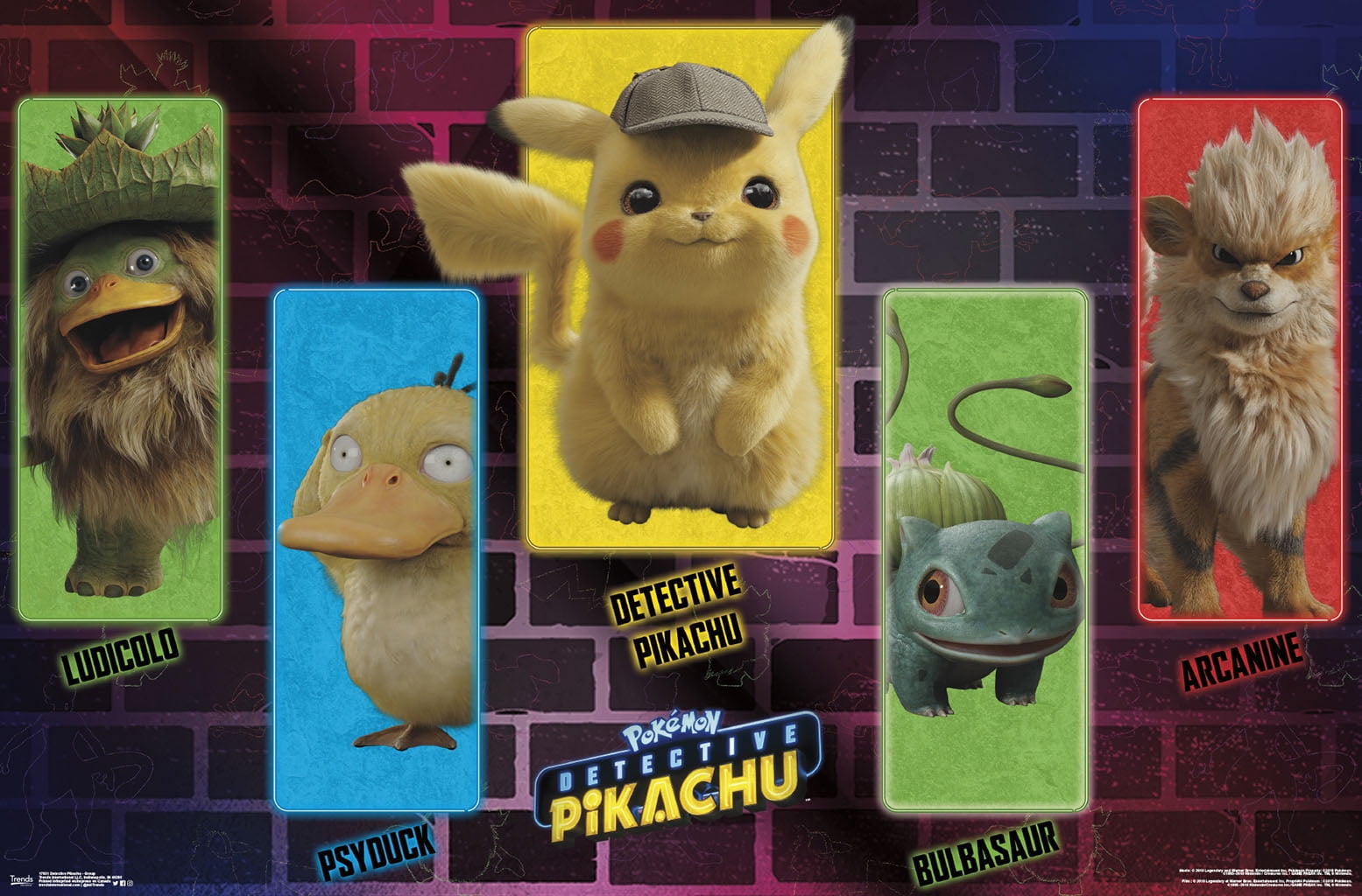 *New* Pokemon DETECTIVE PIKACHU Movie Neon Wall POSTER 22.375/" x 34/" Inches!