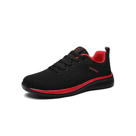 

Audeban Fashion Sneakers Mens Running Shoes Casual Walking Shoes Athletic Sport Lightweight Breathable Comfortable Sole Black Red 8