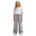 thumbnail image 2 of TIREOW Girls Sweatpants Solid Color Elastic High Waist Wide Leg Drawstring Sweat Pants Daily Wear Casual Streetwear Joggers, 2 of 9
