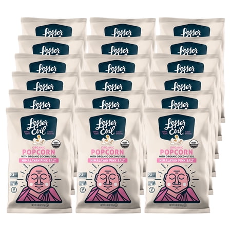 Lesser Evil Popcorn, Himalayan Pink, 0.88 Oz, Pack Of 18