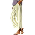 thumbnail image 3 of Elastic Waist Straight Leg Pants with Pockets, Casual Printed Trousers Lounge Pants, Comfortable Pull On Work Pants for Women, Mother's Day Gifts | CSEONE,Yellow XL, 3 of 9