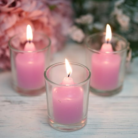 Champagne Glass Candle Holders Efavormart Set of 12 Clear Glass Holders and Wax Candles Ideal for Aromatherapy Weddings Party Favors Home Decoration ()