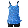 thumbnail image 4 of longantii Tankini Swimsuits for Women Two Piece Bathing Suits Fashion Printed Blouson Tank Tops Tummy Control Modest Swimsuits with High Waist Swim Shorts Tankini Swimwear Blue M, 4 of 7