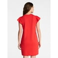 thumbnail image 4 of Time and Tru Women's Cotton T-Shirt Mini Dress with Short Flutter Sleeves, Sizes XS-XXXL, 4 of 6