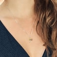 thumbnail image 3 of 925 Silver and 10K Yellow Gold Blue Created Sapphire Red Rhodolite Garnet and White Lab Grown Diamond Bass Clef Music Note Pendant Necklace for Women By Keren Hanan (0.40 Cttw, with 18 inch Chain), 3 of 3