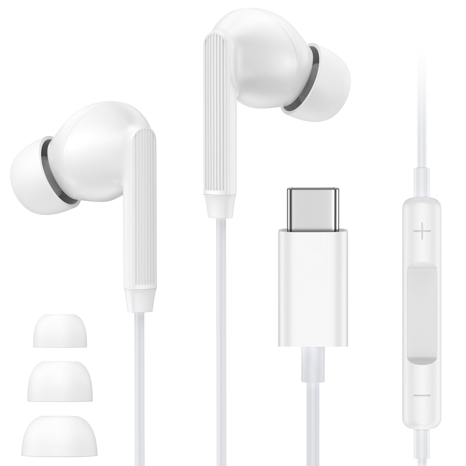 Hootek USB C Headphone, USB C Plug in Headphonesfits for Samsung Galaxy Android, Wired Earbuds in-Ear Type C Earphone with Microphone Volume Control Bass Stereo Noise Canceling fits for iPhone 16/15
