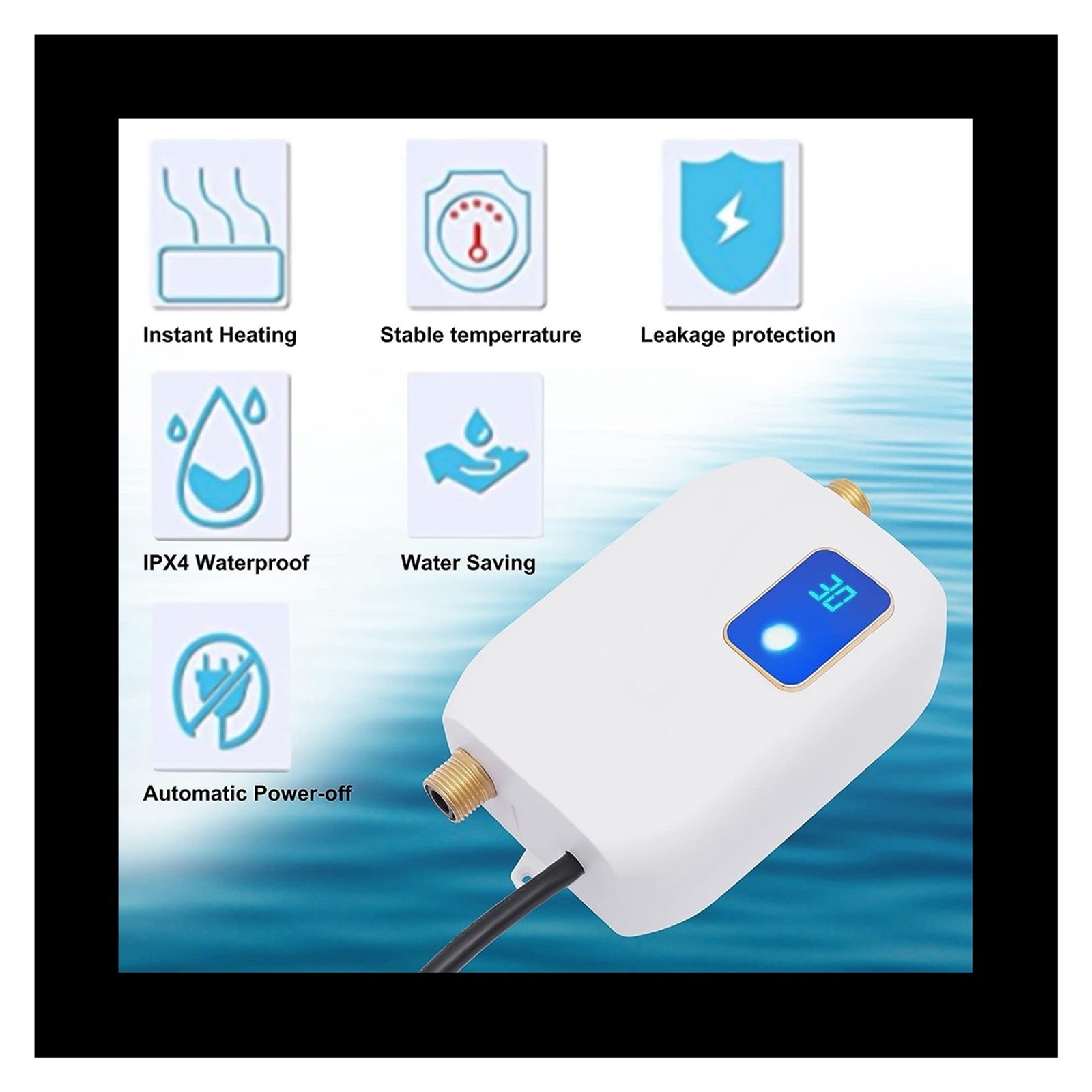 Instant Water Heater, Tankless Water Heater, 3000W Wall-Mounted Instant Hot Water Heater With LED For Daily Washing ,Energy Saving