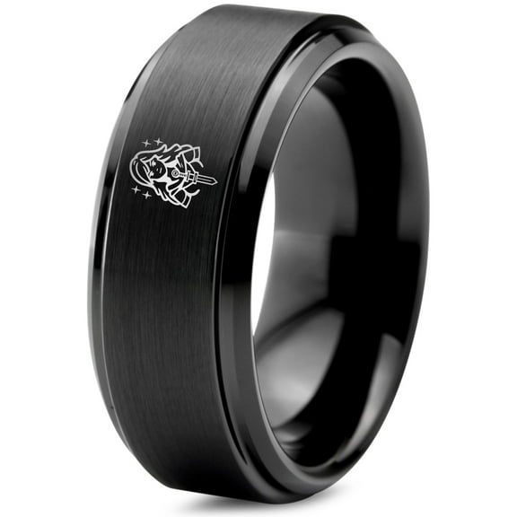 Tungsten Metallic Black Handmade Gamer Pride 5th Anniversary Gift Mixed Metal Rings Man