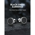 thumbnail image 5 of Bandmax 925 Sterling Silver Stud Earrings for Men Women Natural Black Onxy with Viking Rune Ear Studs for Men Gift for Husband Boyfriend Son, 5 of 8