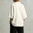 thumbnail image 5 of Dolkfu Elbow-Length Women'S Blouses V-Neck White Polyester Retro Vintage Tops Pull-on Refined Solid Modern Blouses & Tops White,Xxl, 5 of 5