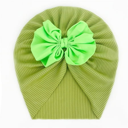 

Kaloaede Baby Hats Toddler Baby Boys Girls Cap Beanie Bowknot Ribbed Elastics Turban Hat Green
