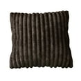 thumbnail image 3 of Home Design Laconia 18"x18" Square Velvet Pillow Covers, Set of 4, Soft Fluffy Striped Design for Sofa, Bedroom, or Living Room, Brown, 3 of 4