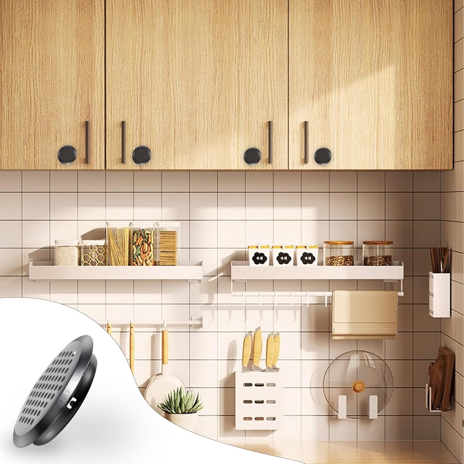 50 Pcs Round Soffit Vents 2 inch/53 mm Circular Air Vents Stainless Steel Circular Soffit Vents Mesh Hole Louver for Wardrobe Cabinet Shoe Cabinets Kitchen (Black)
