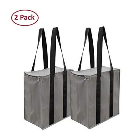 Insulated Reusable Grocery Bag Shopping Tote - Keeps Food HOT OR Cold Large Hot Cold Thermal Cooler Zipper Closure (Best Way To Keep Lunch Cold)