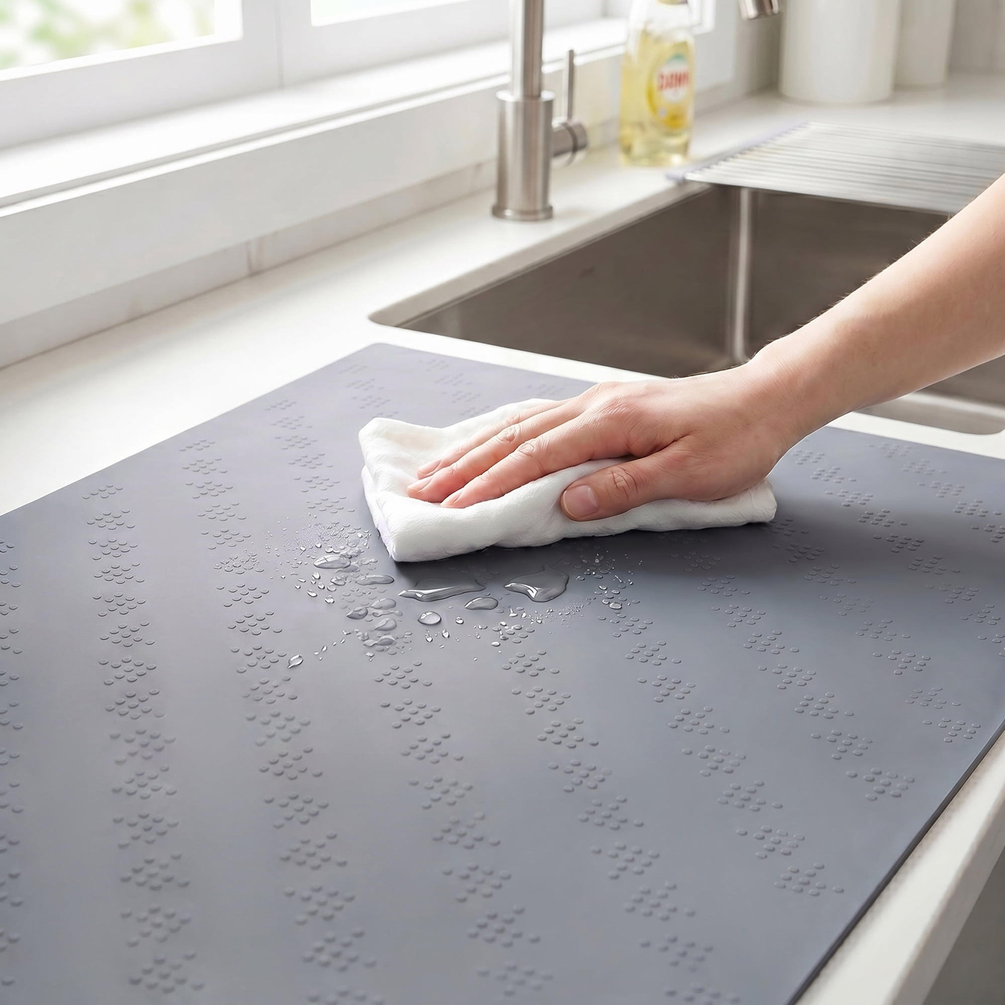 Unique Bargains Silicone Heat Resistant Countertop Protector Pad Mat Dark Gray 35.4"x23.6"