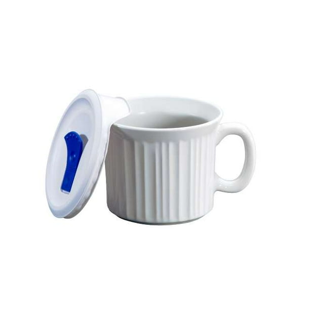 Corningware French White 20 Ounce OvenSafe PopIn Mug with Vented Lid