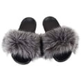 thumbnail image 1 of Women Fur Slides Sandal with Soft Furry Faux Fox Fur Lovely House Outdoor Slippers for Ladies Multicolor, 1 of 3