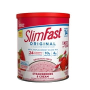 SlimFast Original Meal Replacement Shake Mix Powder, Strawberries & Cream, 12.83oz, 14 servings