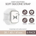 thumbnail image 4 of Xtreme Smart Watch Soft Silicone Band 6 Pack – Small Size, Waterproof, New Buckle Design, 38/40/41 mm, Compatible with Apple Watch Band, For Women/Men, Starlight, Black, White, Navy Blue, 4 of 7