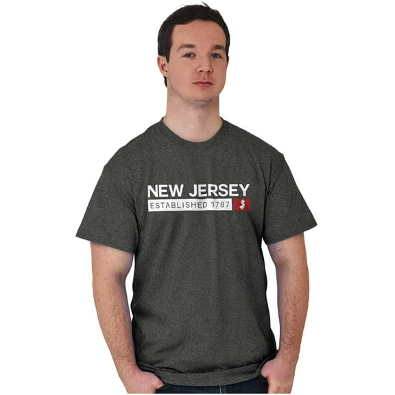 New Jersey NJ Map Shape Established Men's Graphic T Shirt Tees Brisco Brands X