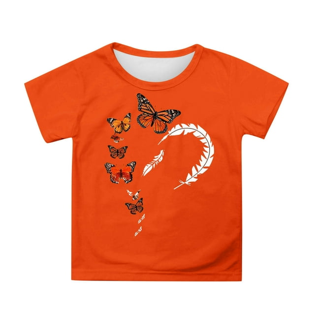 Hauts pour Filles pour Activités Extérieures - T-Shirts à Col Rond Confortables avec Imprimés - Styles Extensibles et Respirants pour Enfants de 3 à 13 Ans