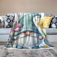 thumbnail image 2 of JEUXUS Flannel Blanket Throw Blanket (Universal 1) Easter Gnome And Bunny Colorful Easter Egg Super Soft White, 2 of 6