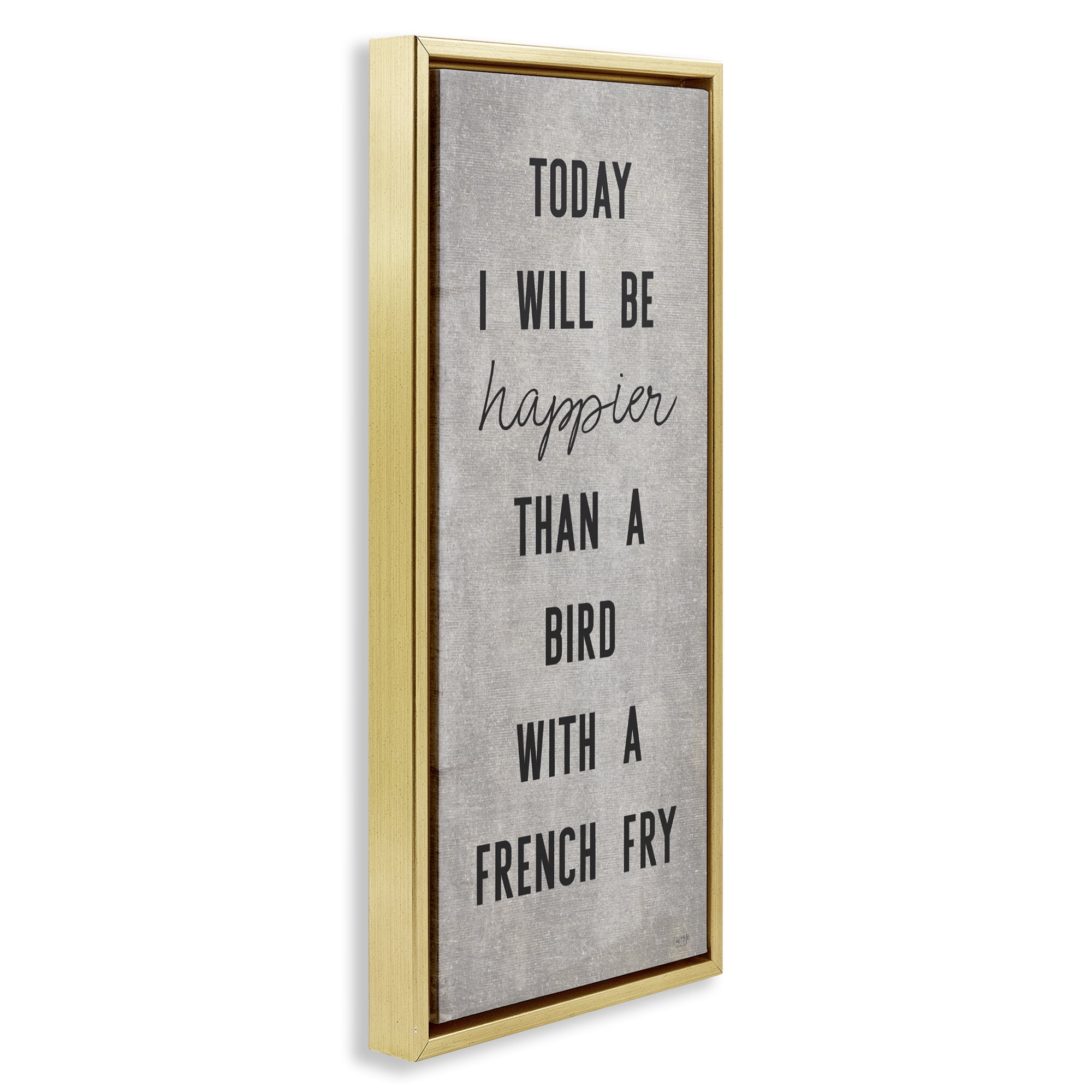 Stupell Industries Bird With A French Fry Gold Framed Floater Canvas Wall Art, design by Lux + Me Designs
