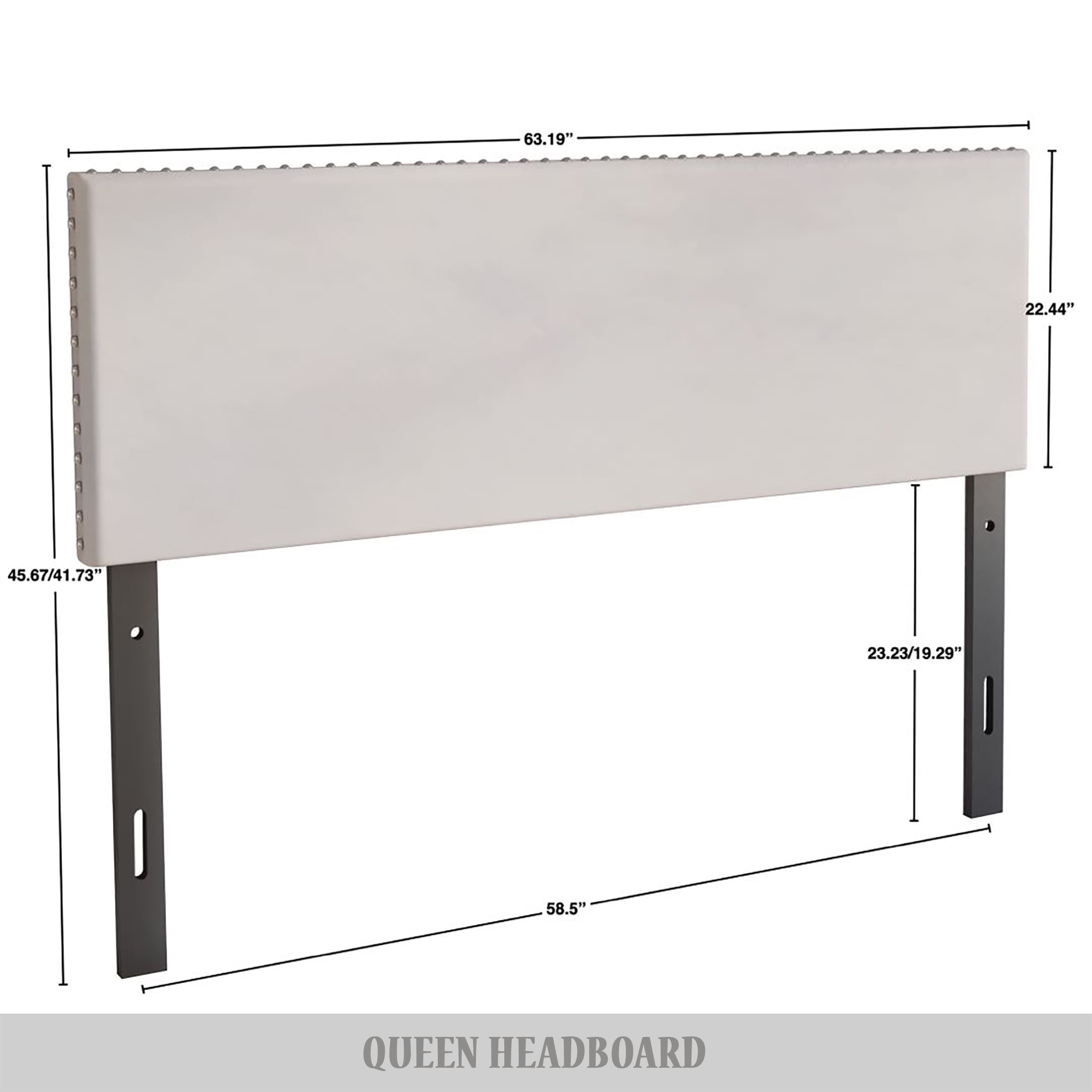Castle Place Upholstered Nailhead Trim Velvet Headboard, Beige, Twin
