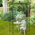 thumbnail image 6 of Birdcage Shape Gazebo & French Style Metal Pergola with Climbing Plant Trellis Arch for Weddings, Photoshoots & Outdoor Events, Black, 6 of 9