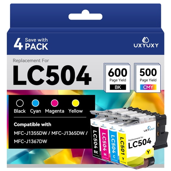 LC504 Ink Cartridge Compatible for Brother LC504 for MFC-J1355DW MFC-J1365DW MFC-J1367DW Printer (4-Pack)