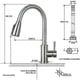 thumbnail image 3 of Kitchen Faucet, 304 Stainless Steel Sink Mixer Tap, 360 Rotating Sink Faucet With Pull Out Spray, 3 of 4