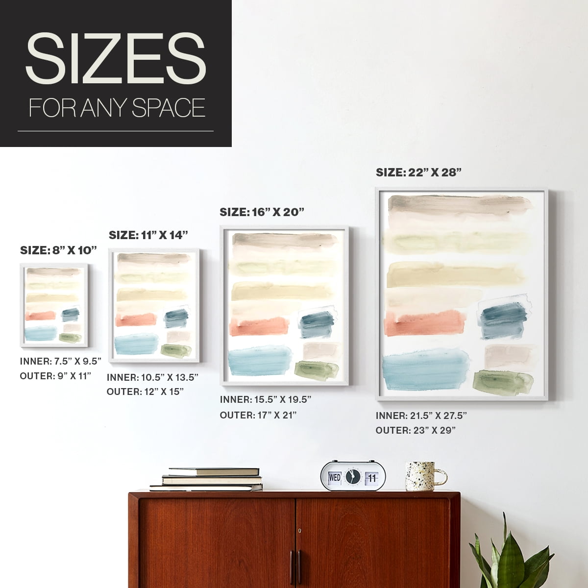 Watercolor Swatches II Framed Print in White Solid Wood 11 x 14 Framed Print