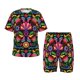 thumbnail image 1 of Balery Colorful Floral Embroidery Mexican Conjunto de Pijama Infantil de Manga Corta con Estampado – Ropa de Dormir de Algodón Suave-XX-Large, 1 of 6